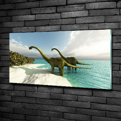 Tableau photo sur verre Dinosaures sur la plage