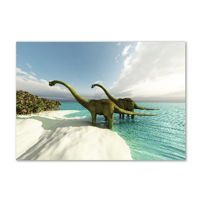 Tableau photo sur verre Dinosaures sur la plage