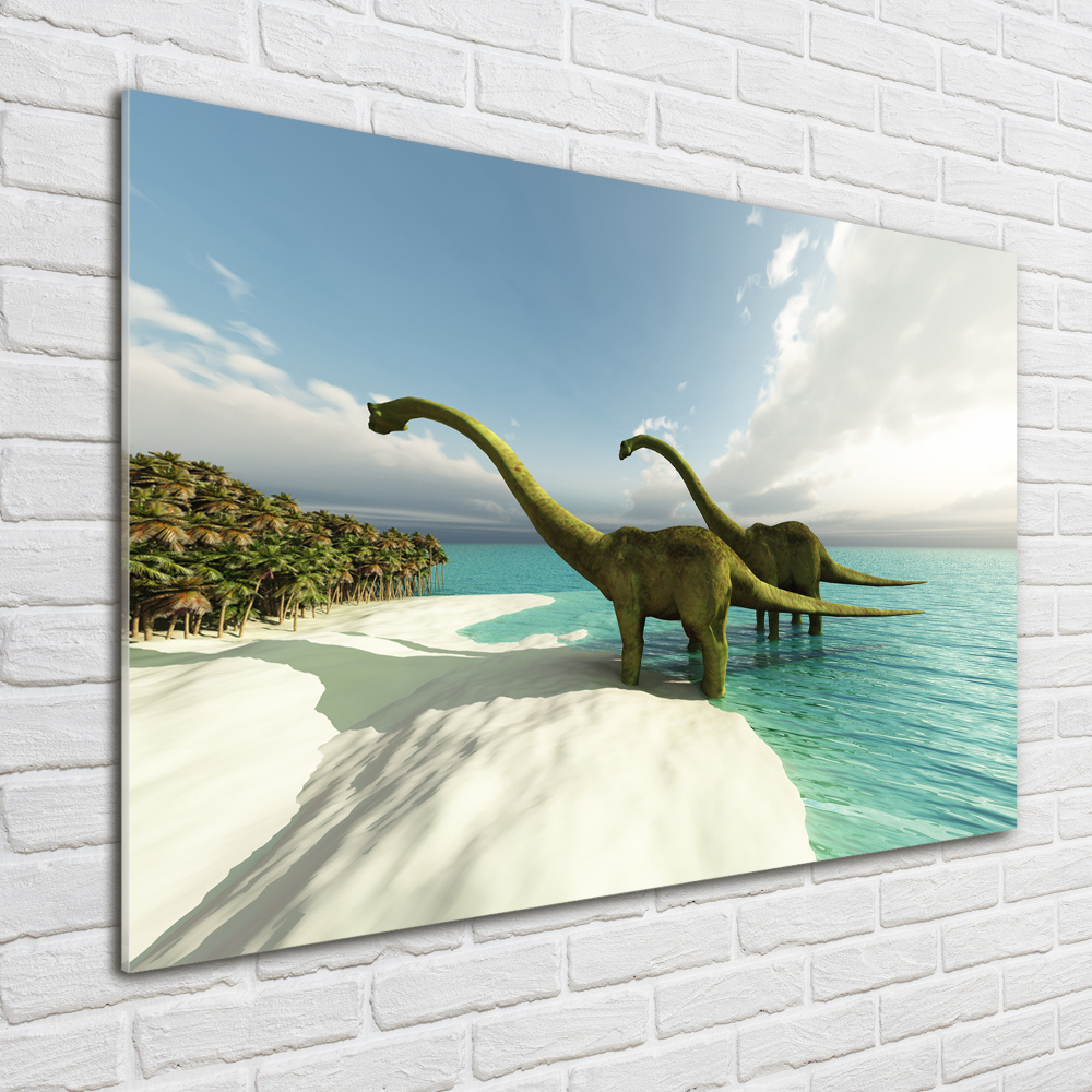 Tableau photo sur verre Dinosaures sur la plage