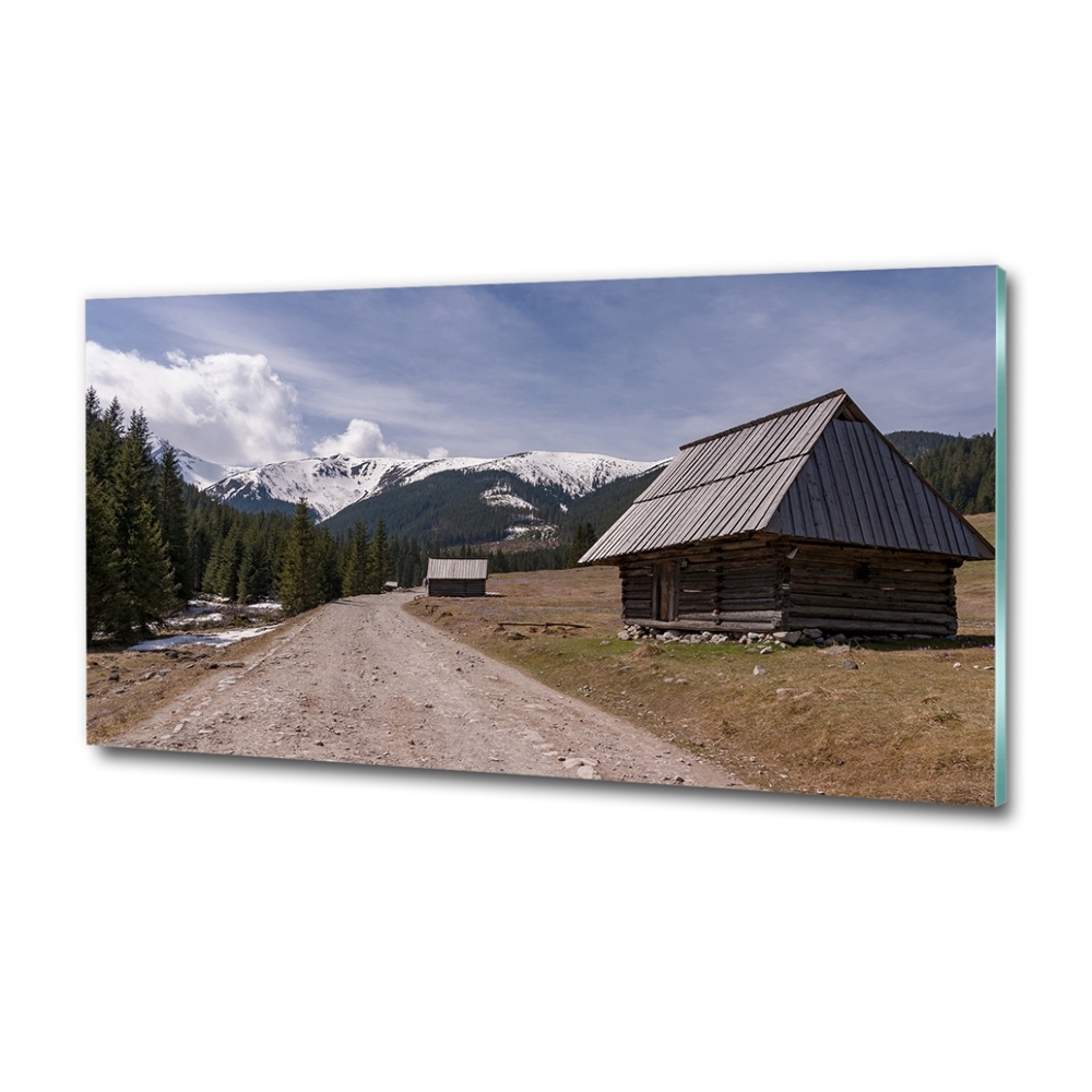 Tableau sur verre Chalet dans les montagnes