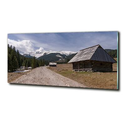 Tableau sur verre Chalet dans les montagnes