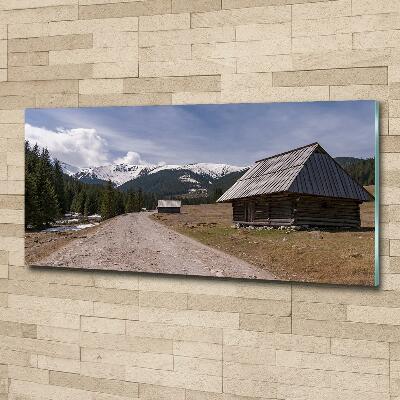 Tableau sur verre Chalet dans les montagnes