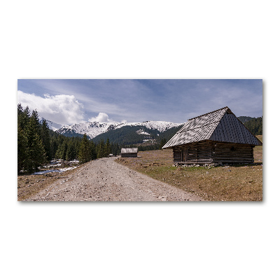 Tableau sur verre Chalet dans les montagnes