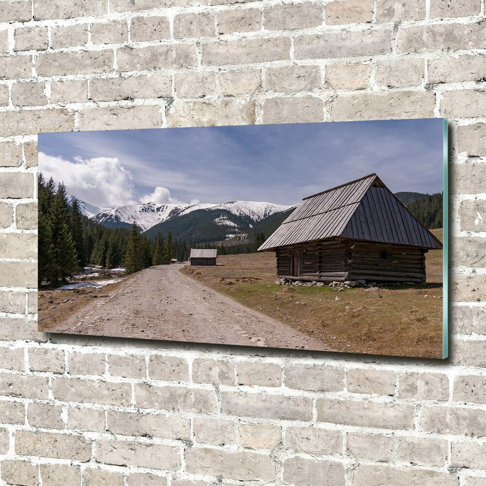 Tableau sur verre Chalet dans les montagnes