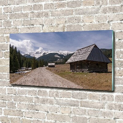 Tableau sur verre Chalet dans les montagnes