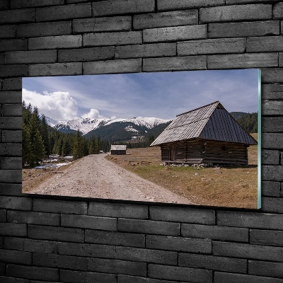 Tableau sur verre Chalet dans les montagnes