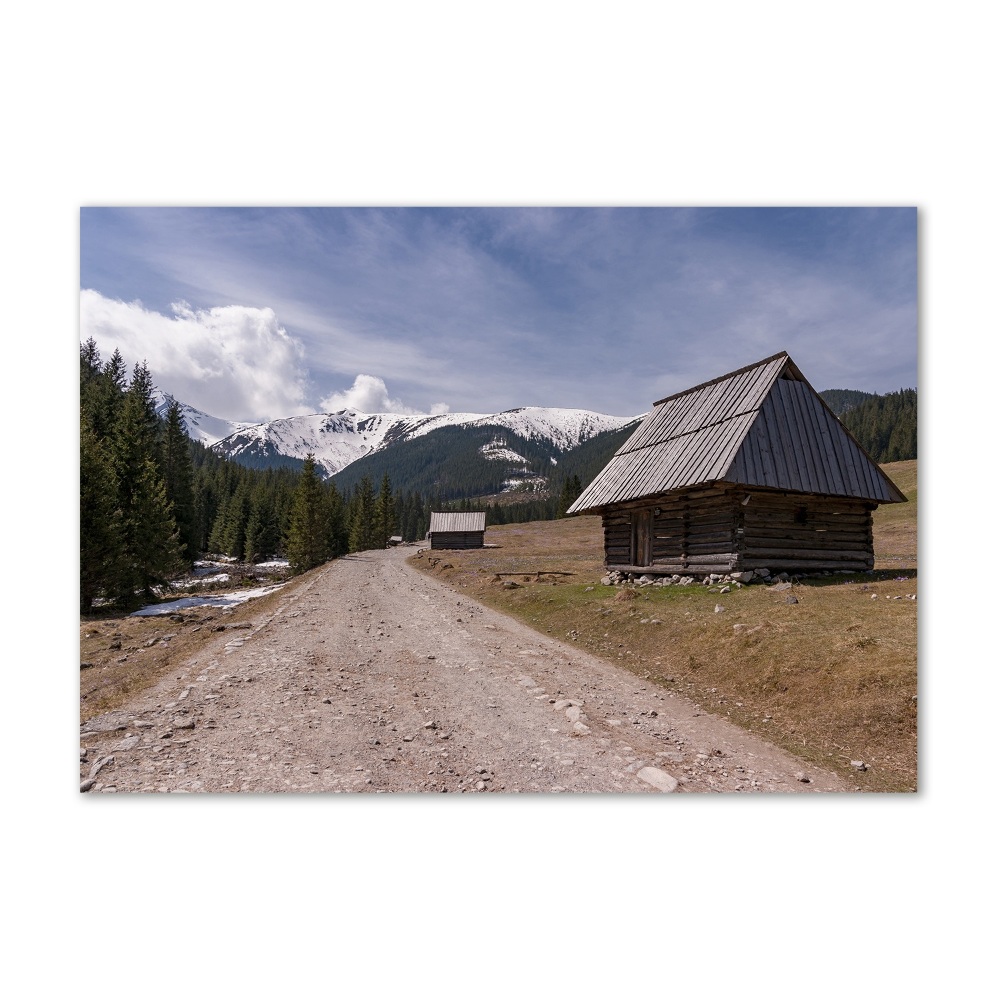 Tableau sur verre Chalet dans les montagnes