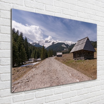 Tableau sur verre Chalet dans les montagnes