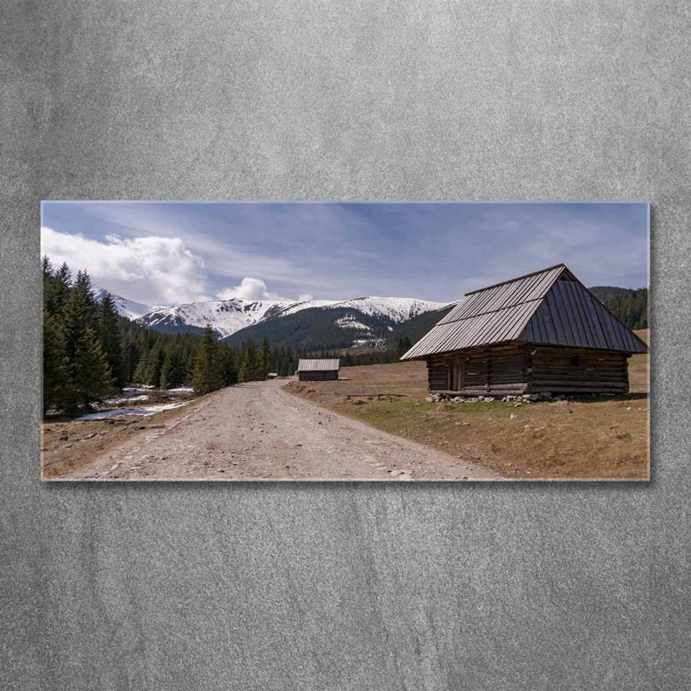 Tableau sur verre Chalet dans les montagnes