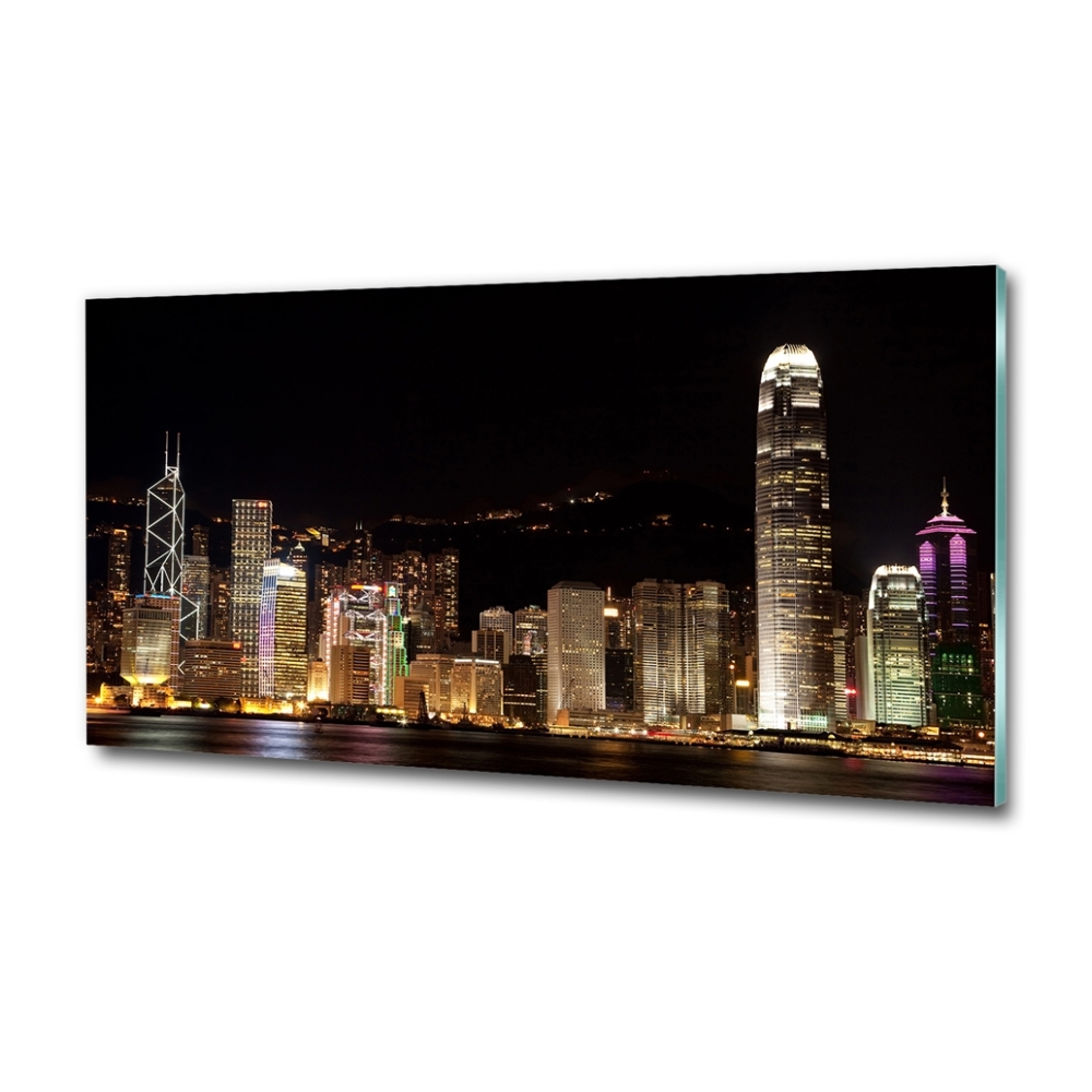 Tableau en verre Hong Kong de nuit