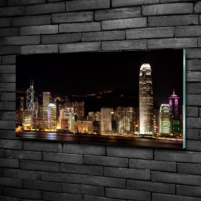 Tableau en verre Hong Kong de nuit