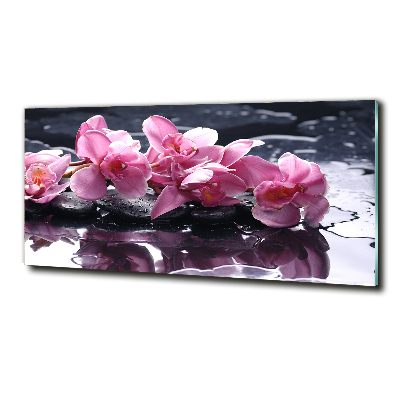 Tableau imprimé sur verre Fleur d'orchidée rose