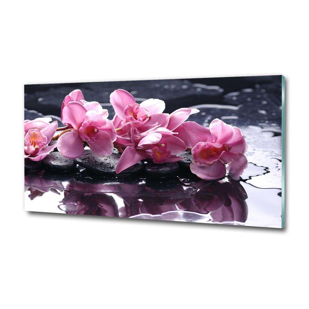 Tableau imprimé sur verre Fleur d'orchidée rose