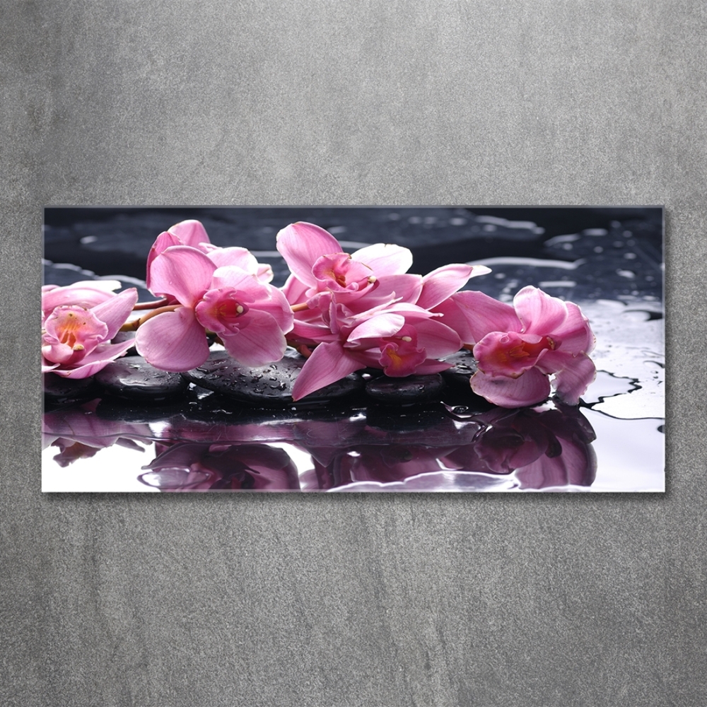 Tableau imprimé sur verre Fleur d'orchidée rose