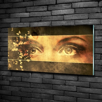 Tableau en verre Yeux et papillons