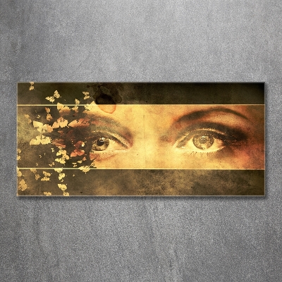 Tableau en verre Yeux et papillons