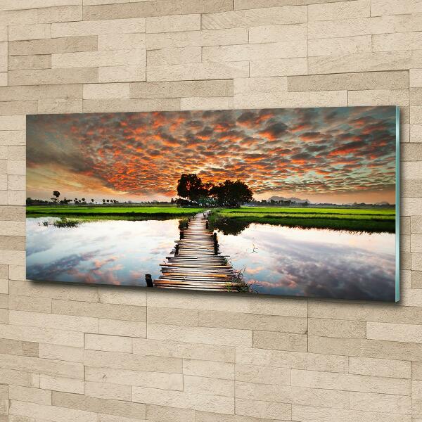 Tableau sur verre Pont en bois