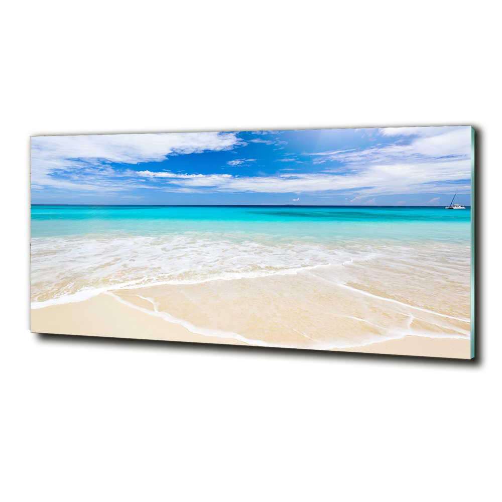 Tableau imprimé sur verre Plage tropicale eau bleue