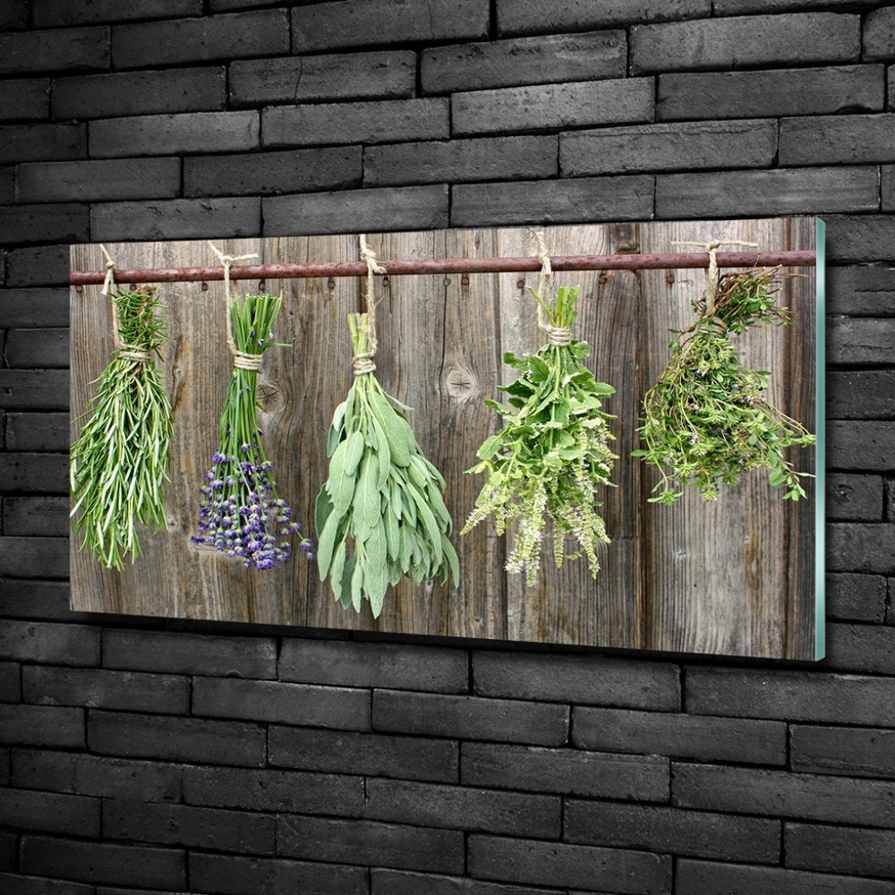 Tableau imprimé sur verre Herbes sur une ficelle