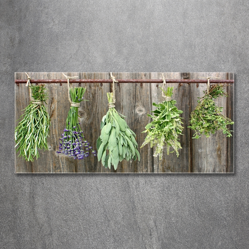 Tableau imprimé sur verre Herbes sur une ficelle