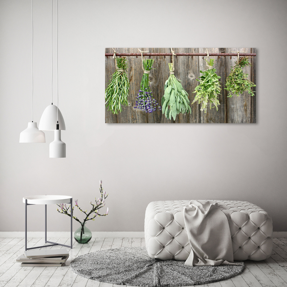 Tableau imprimé sur verre Herbes sur une ficelle