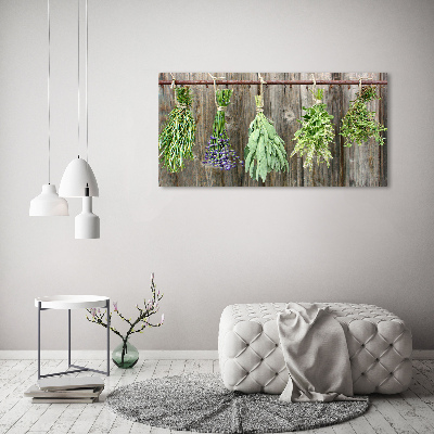 Tableau imprimé sur verre Herbes sur une ficelle