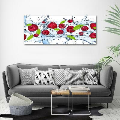 Tableau photo sur verre Framboises et eau