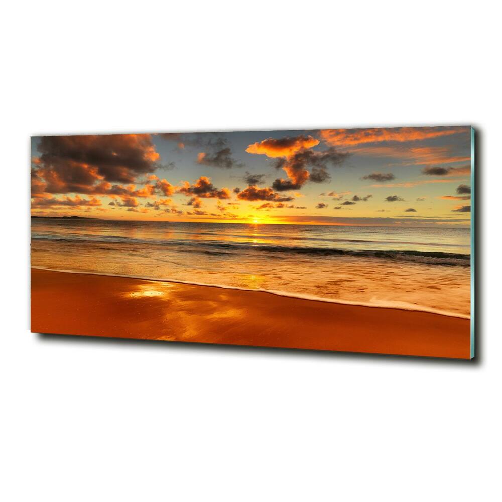 Tableau imprimé sur verre Plage du coucher de soleil