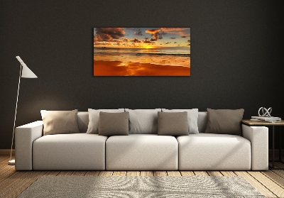 Tableau imprimé sur verre Plage du coucher de soleil