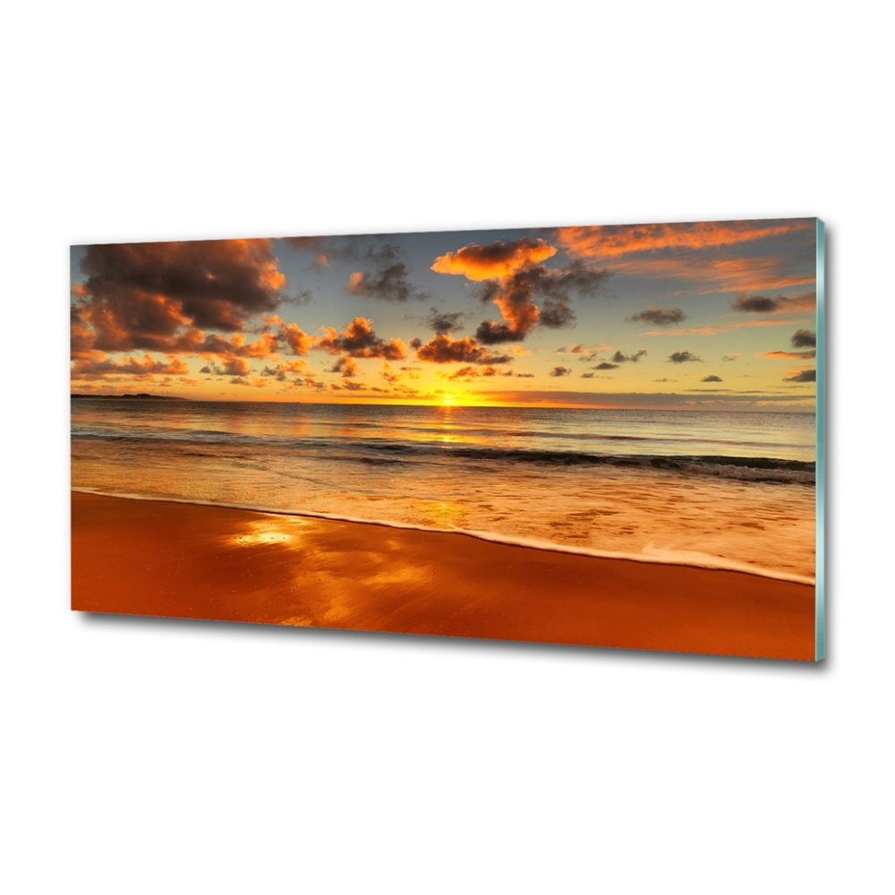 Tableau imprimé sur verre Plage du coucher de soleil