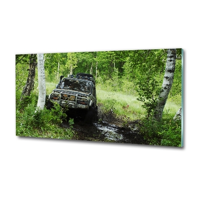 Tableau en verre Jeep dans la forêt