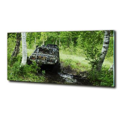 Tableau en verre Jeep dans la forêt