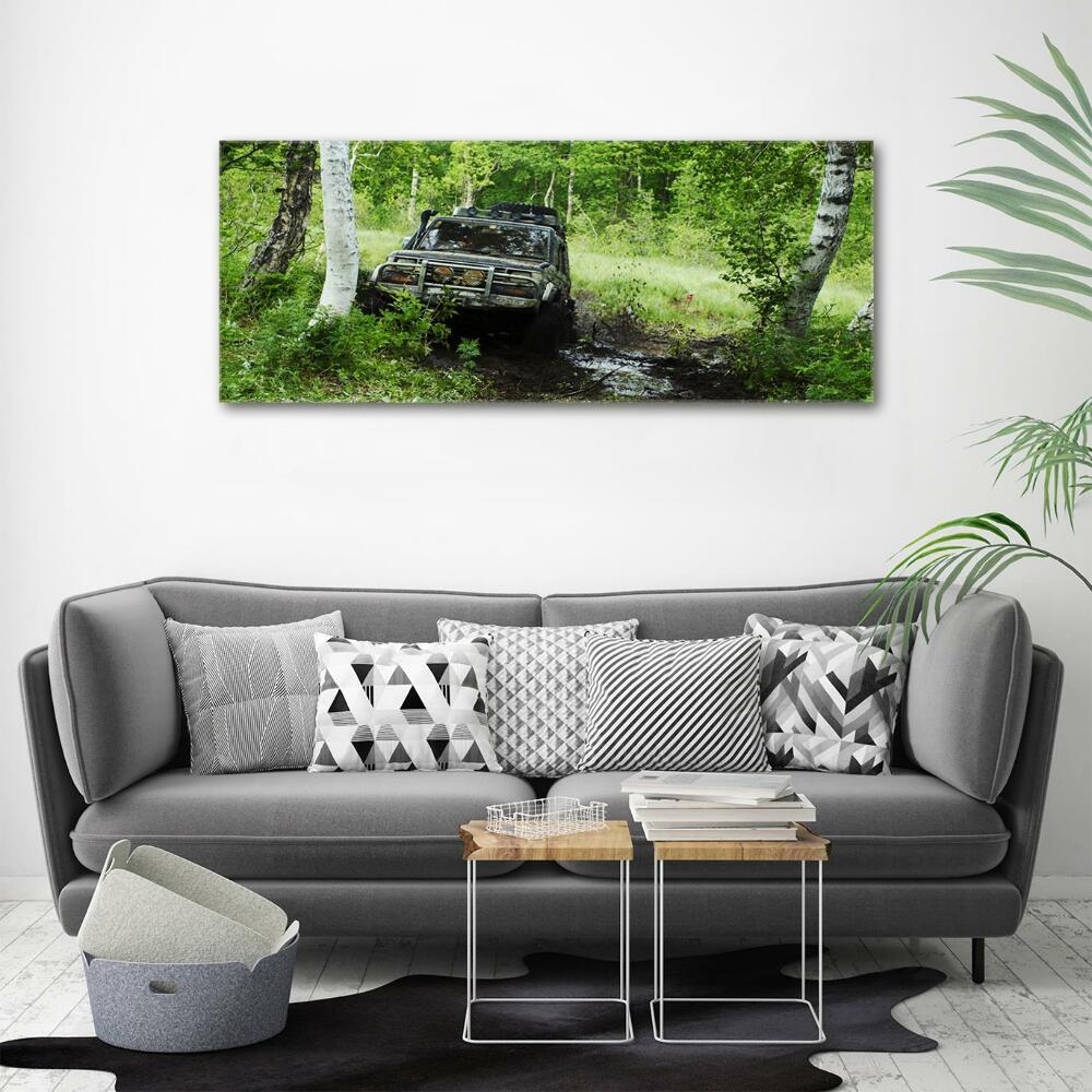 Tableau en verre Jeep dans la forêt