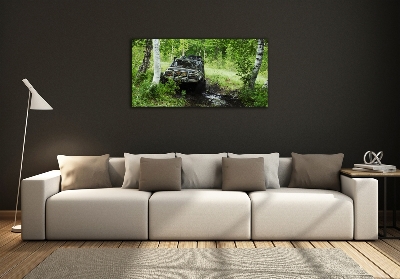 Tableau en verre Jeep dans la forêt