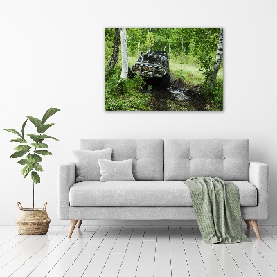 Tableau en verre Jeep dans la forêt