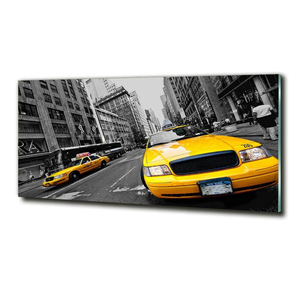 Tableau imprimé sur verre Taxis New York