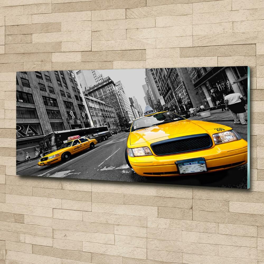 Tableau imprimé sur verre Taxis New York