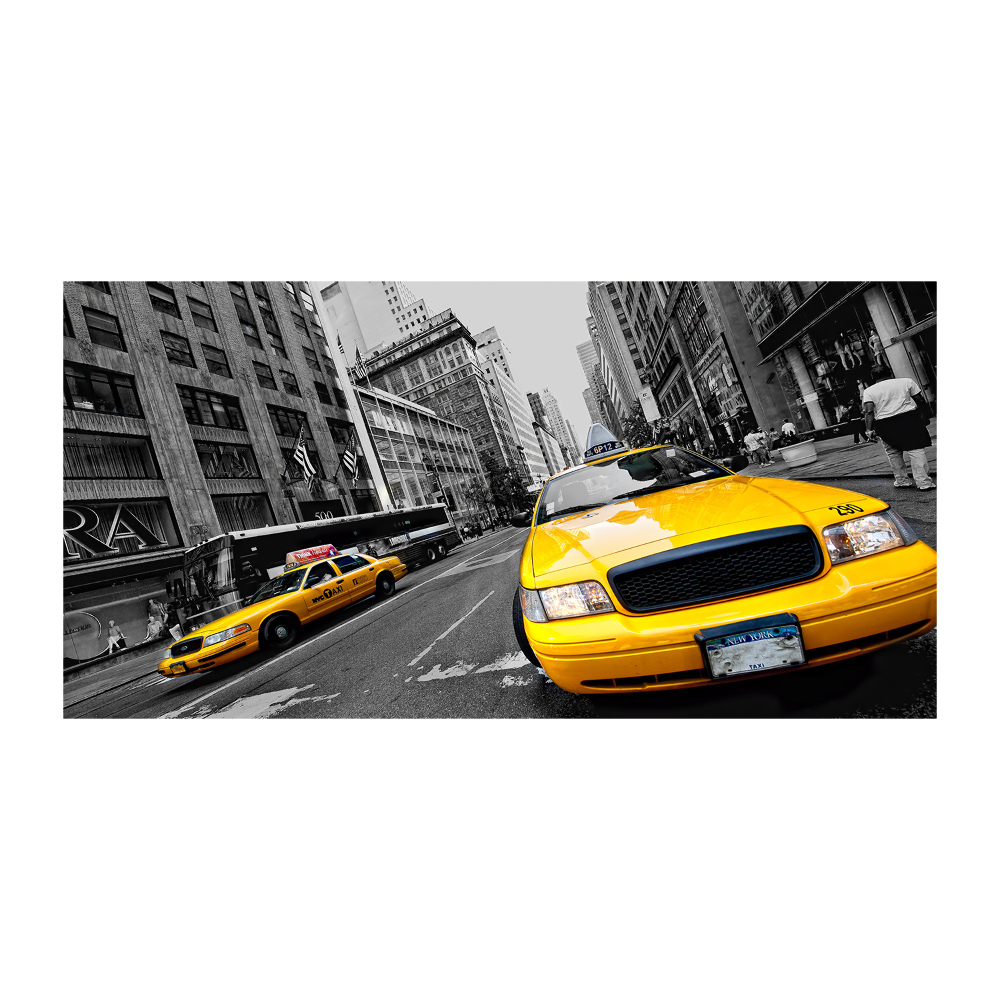 Tableau imprimé sur verre Taxis New York