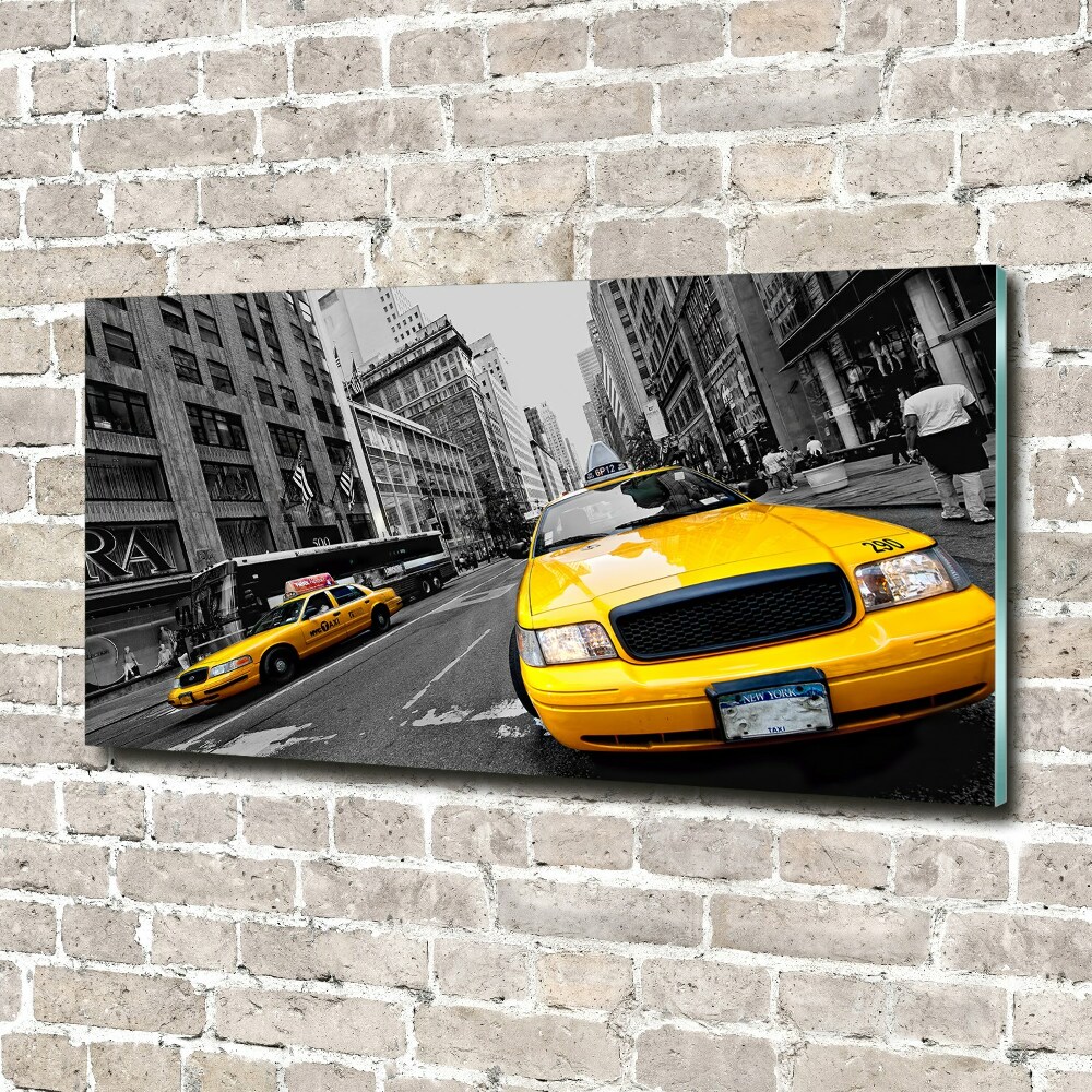 Tableau imprimé sur verre Taxis New York