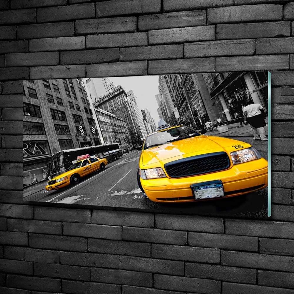 Tableau imprimé sur verre Taxis New York