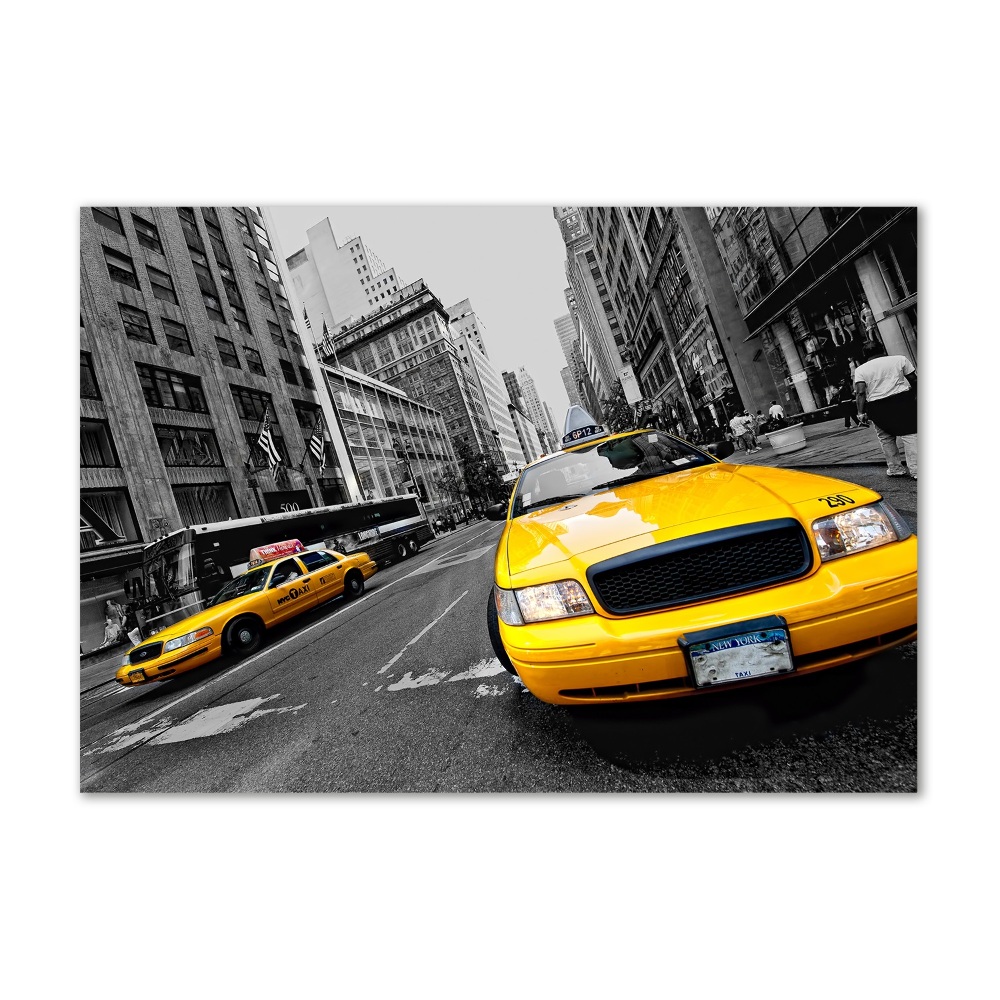 Tableau imprimé sur verre Taxis New York