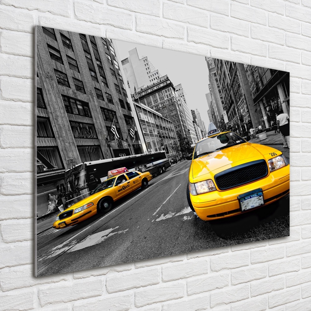 Tableau imprimé sur verre Taxis New York