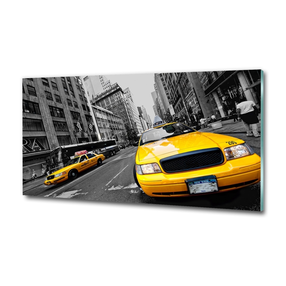 Tableau imprimé sur verre Taxis New York