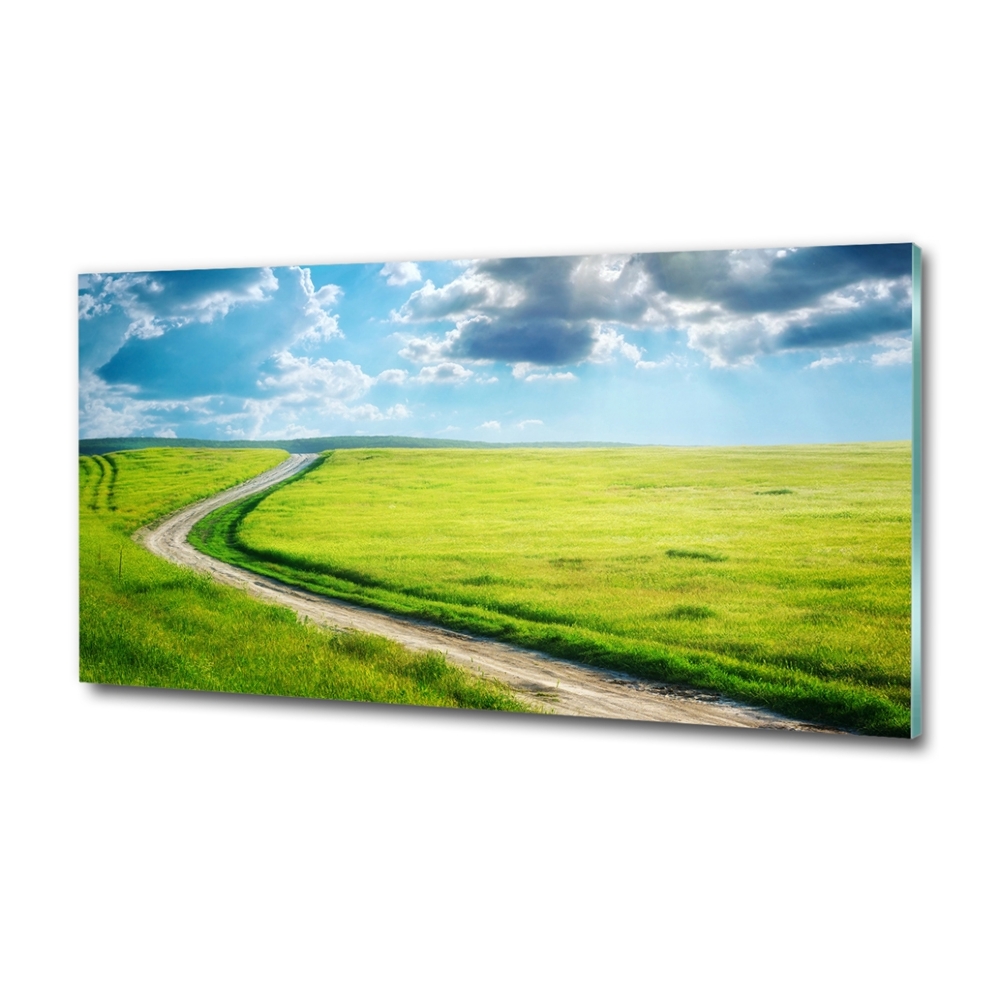 Tableau sur verre Chemin dans la prairie