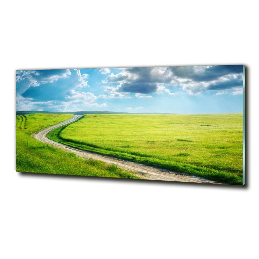 Tableau sur verre Chemin dans la prairie