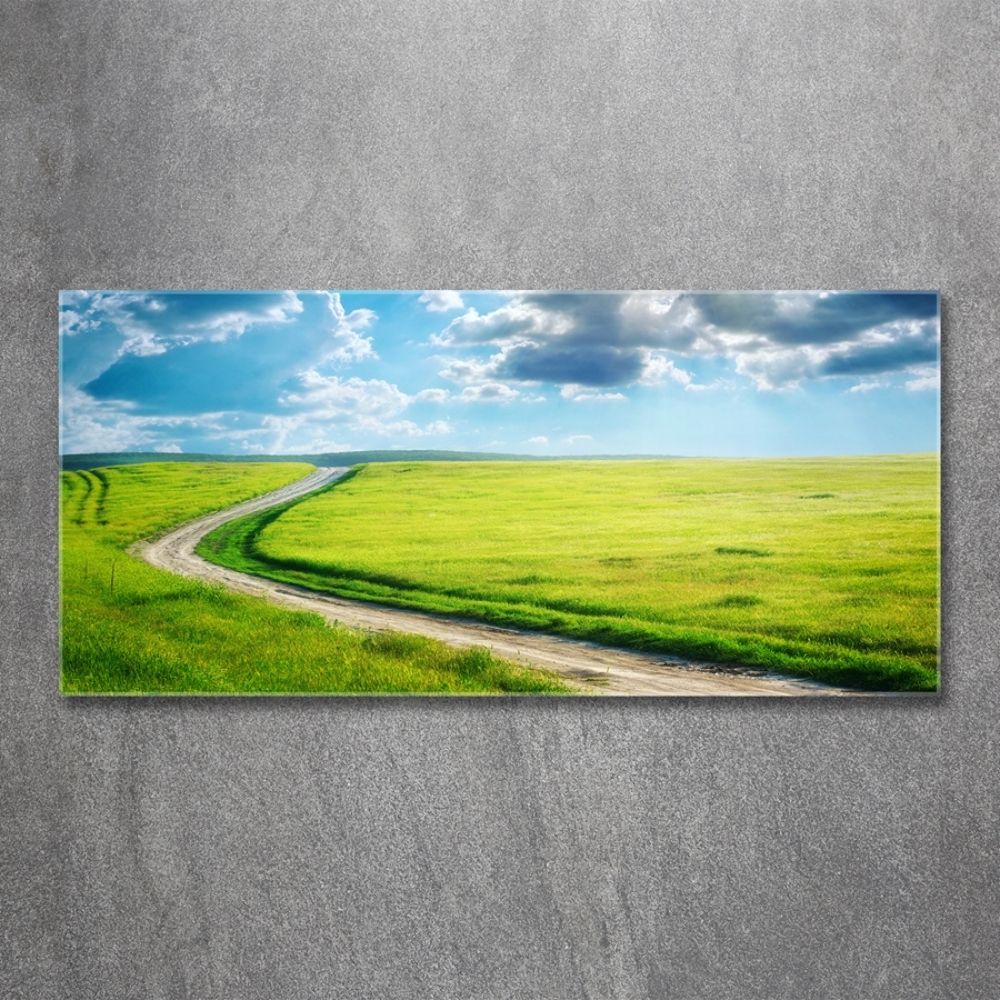 Tableau sur verre Chemin dans la prairie