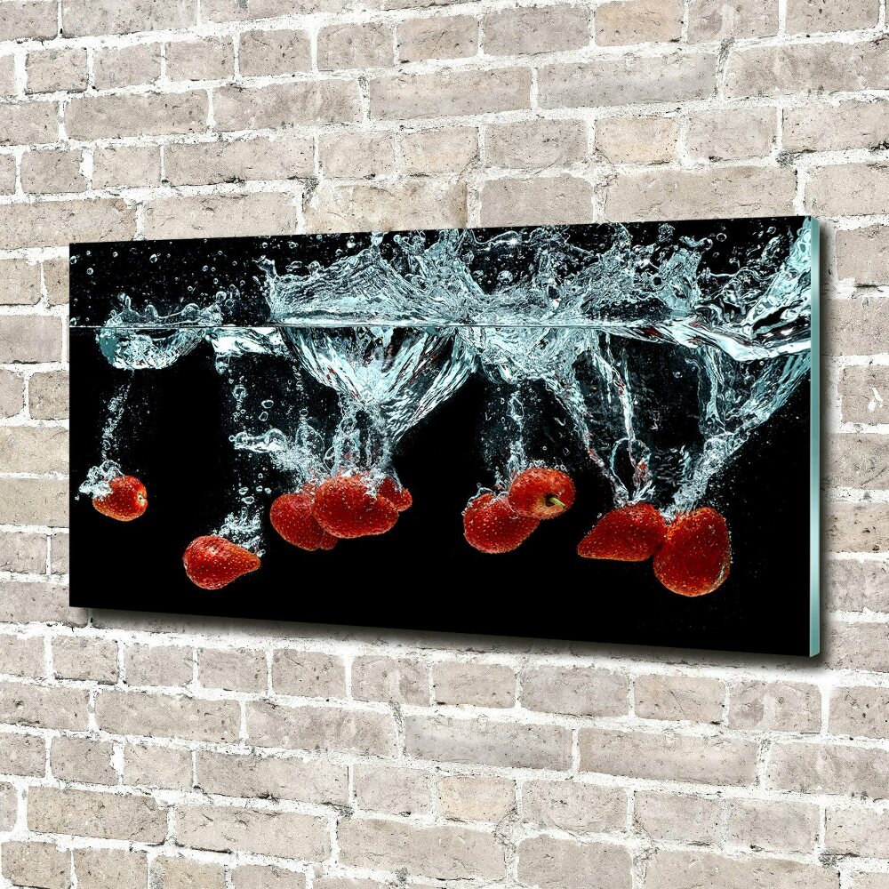 Tableau en verre Fraises sous l'eau