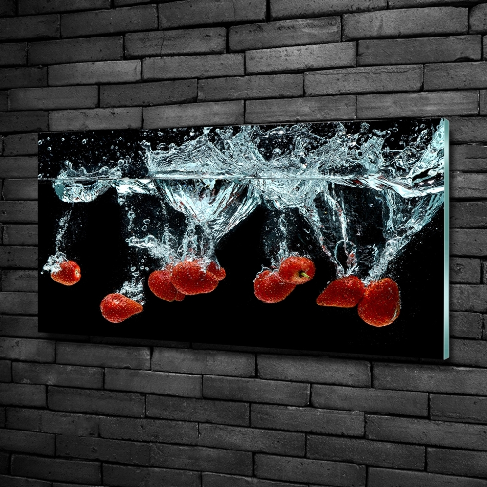 Tableau en verre Fraises sous l'eau