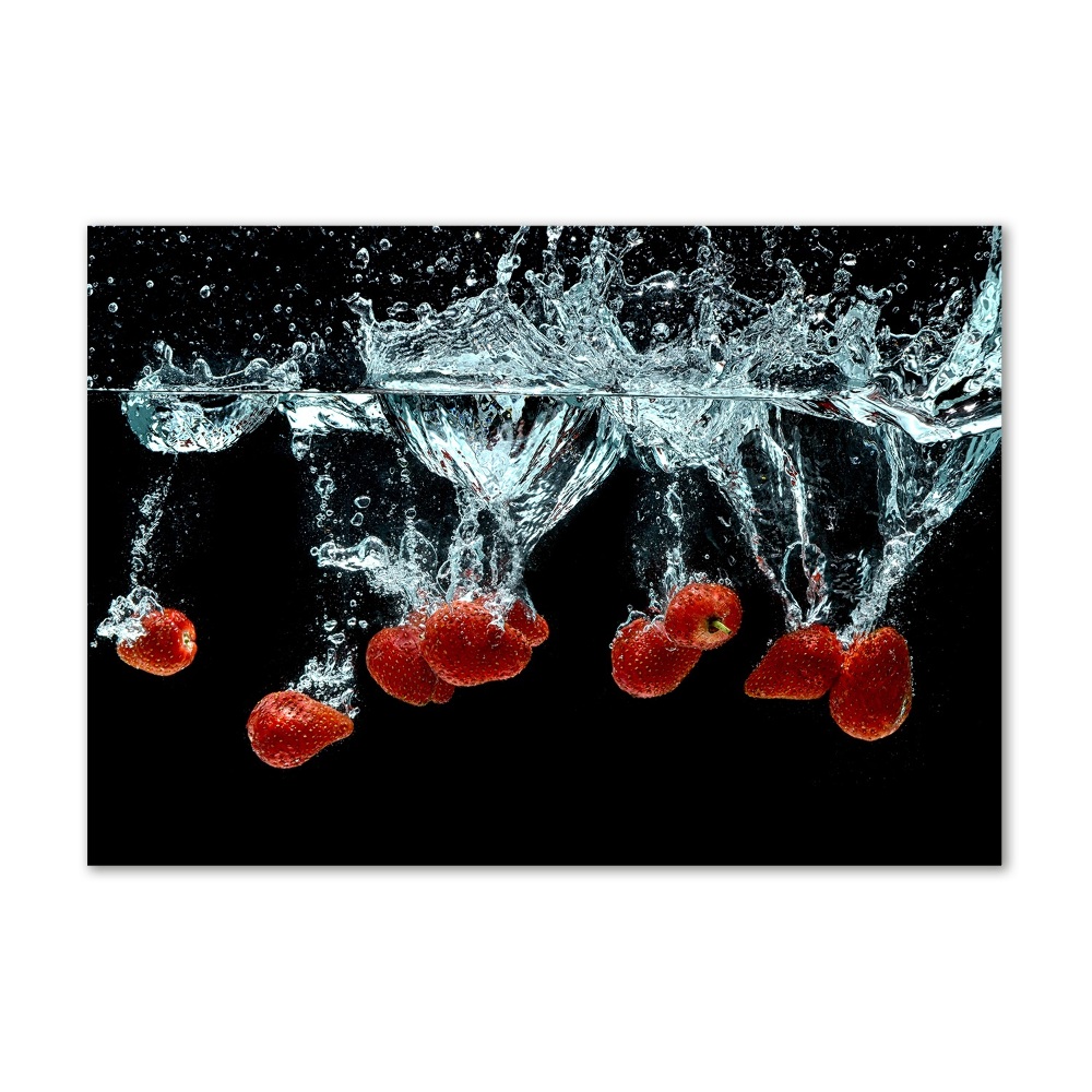 Tableau en verre Fraises sous l'eau