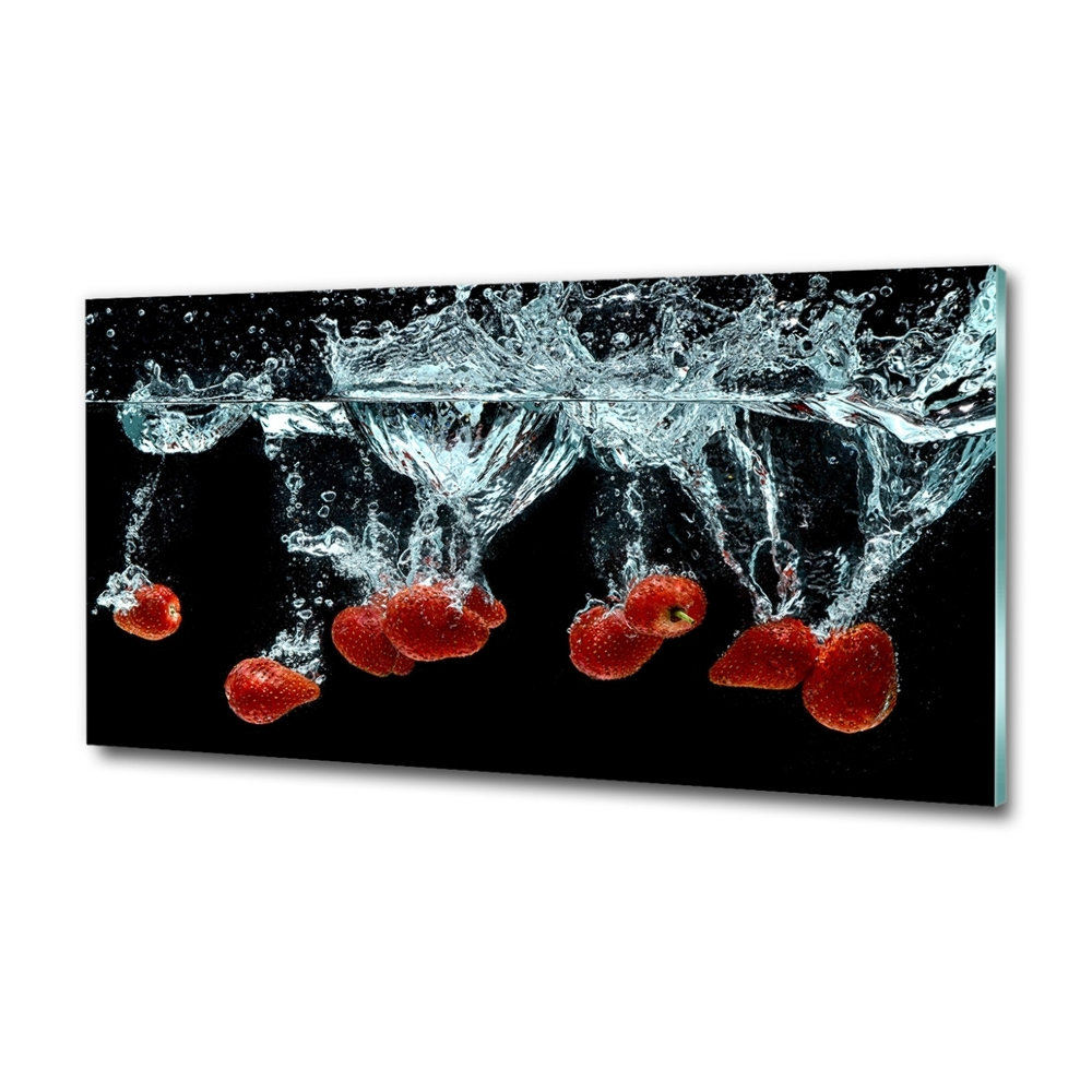 Tableau en verre Fraises sous l'eau